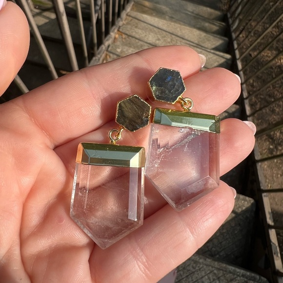 Quartz Point Statement Earrings - New - Picture 8 of 16